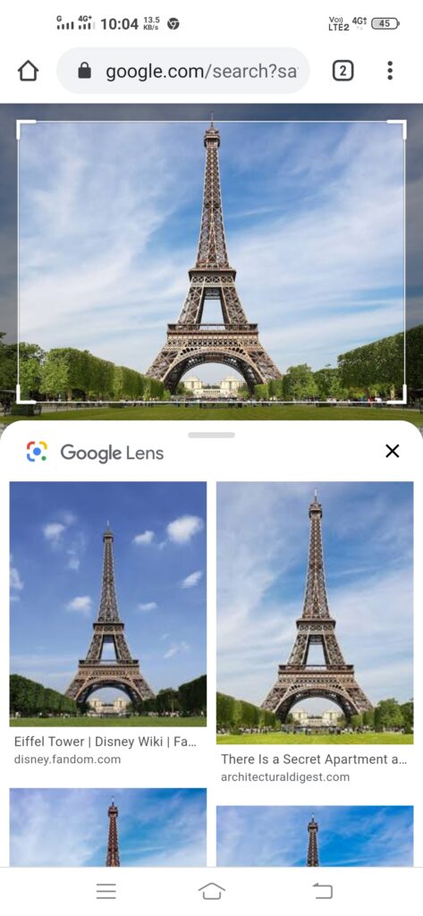 Google reverse image search using lens